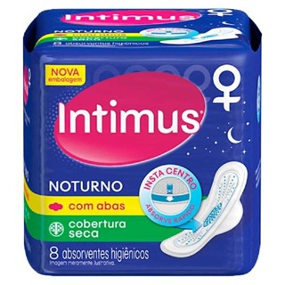 Absorvente Intimus Gel Noturno Seca com Abas 8 Unidades em Oferta na Shopee