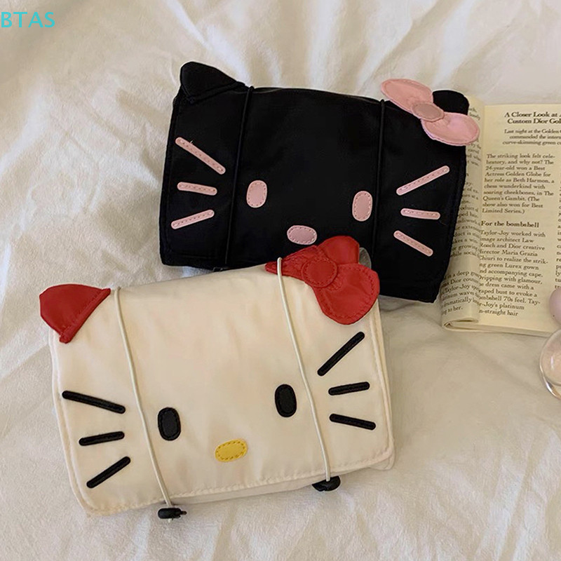 【 BT 】 Cartoon Hello Kitty Sacos De Maquiagem De Grande Capacidade Estojo Organizador De Cosméticos Removível Portátil Para Os Lábios De Viagem AS