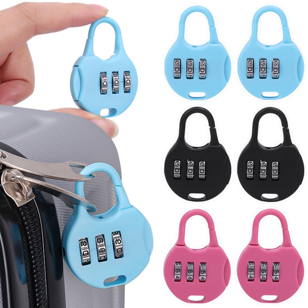 Imagem 5Pcs Mini Cadeado Com Senha Colorida-Fechadura Zíper Para Mochila Código Digital De Segurança-Armário De Dormitório , Diário , Mala Três Bits De Caixa De Carrinho