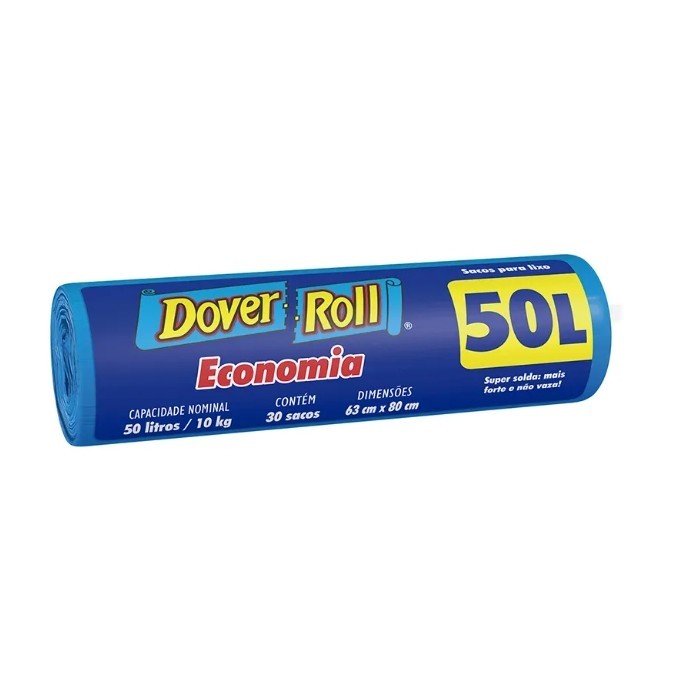 Saco P/ Lixo 50L Dover Roll Economia Azul 30Un em Oferta na Shopee