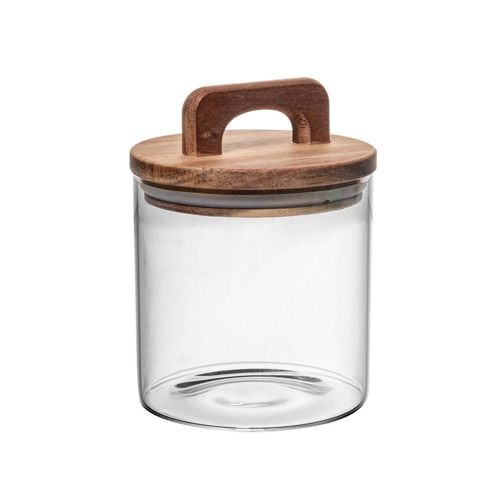 Porta Mantimento de Vidro com Tampa de Acácia 700ml – Wolff - Home & Living