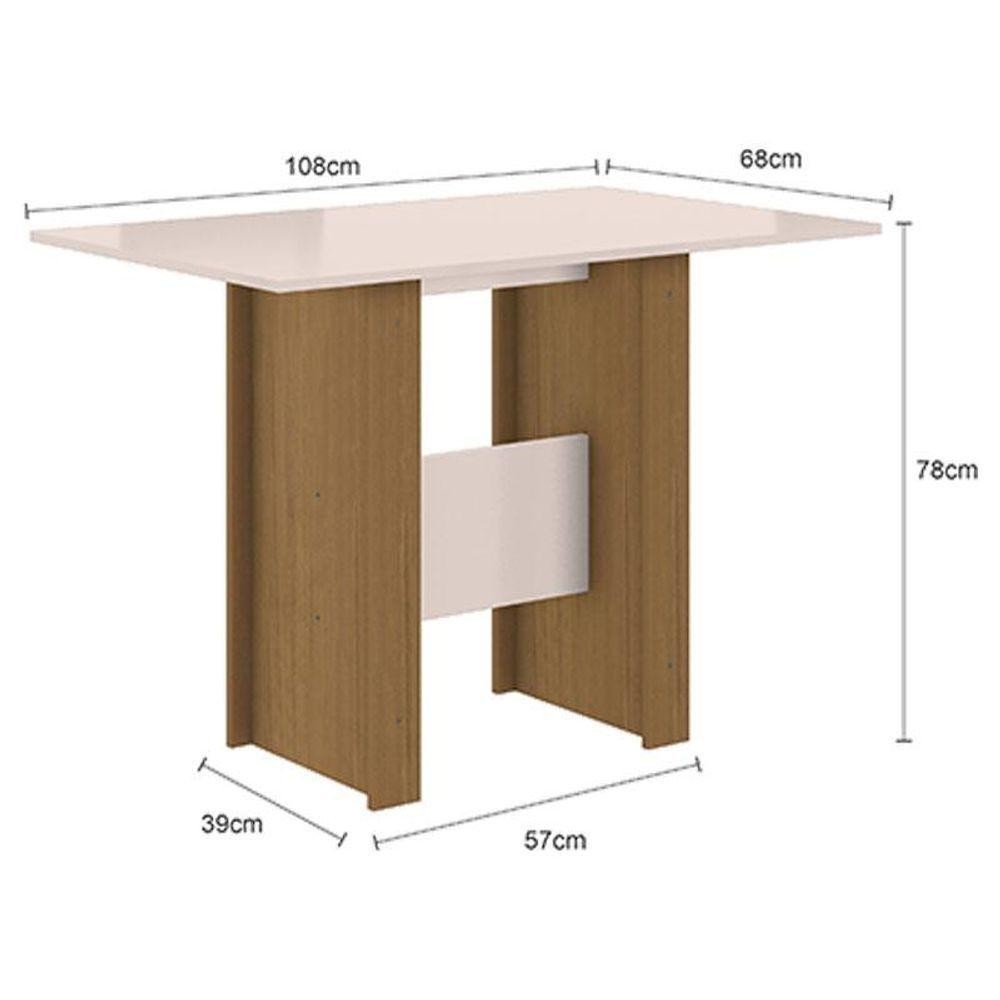 Detalhes do Mesa De Jantar Milano 108cm Carvalho Off White - Poliman