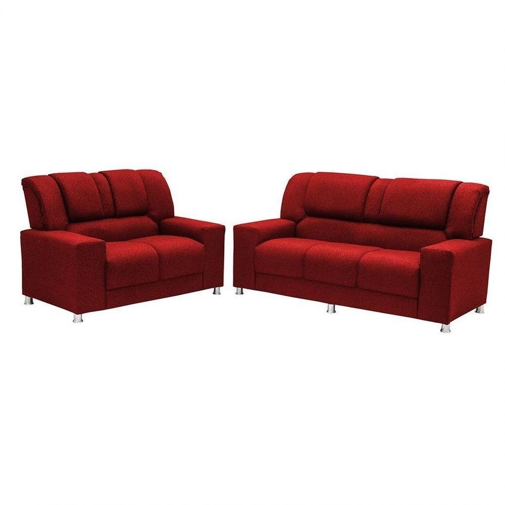 Conjunto Estofado Sandero 2 E 3 Lugares Paraná Vermelho em Oferta na Shopee