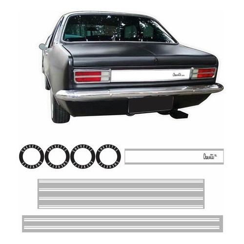 Kit Adesivos Faixas Filetes Lateral Chevette Tubarão Branco