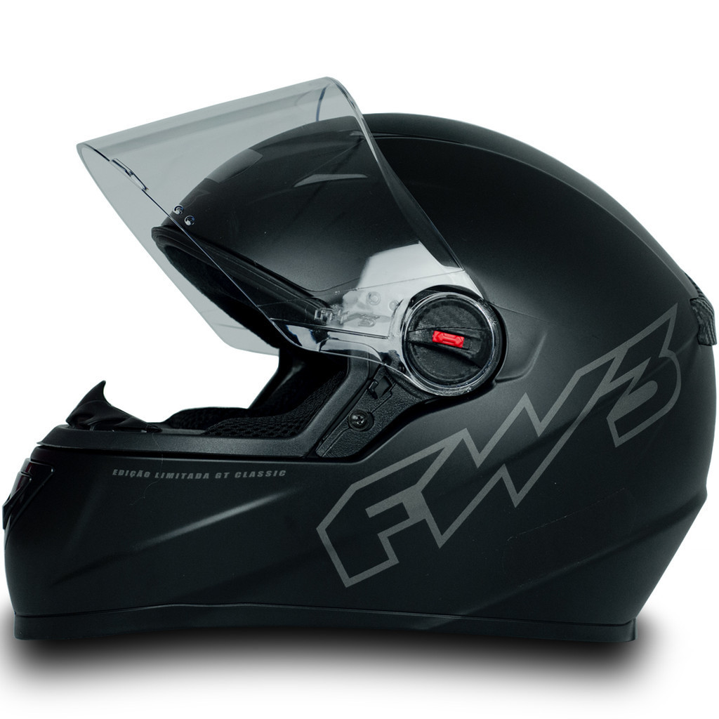 Capacete Moto Fechado GT Classic Viseira Cristal Preto Fosco Único Decal Inmetro Tamanho 60 - FW3 em Oferta na Shopee