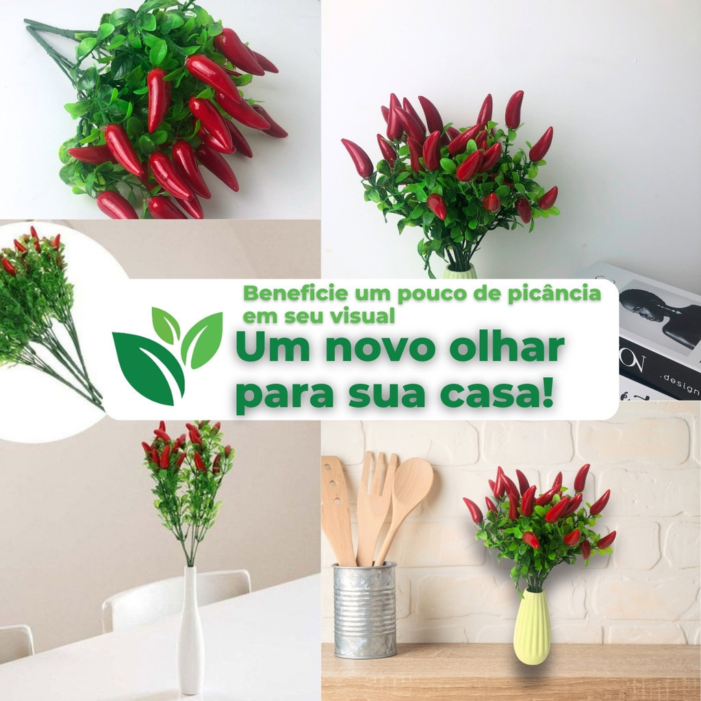 Kit 2 Buquês de Pimenta Com Folhagem Artificial Decoração · foto 2
