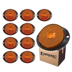 Kit 10 Lanterna Lateral LED Para Carreta Caminhão Trailer Reboque Com Suporte Frontal Amarela P 65mm