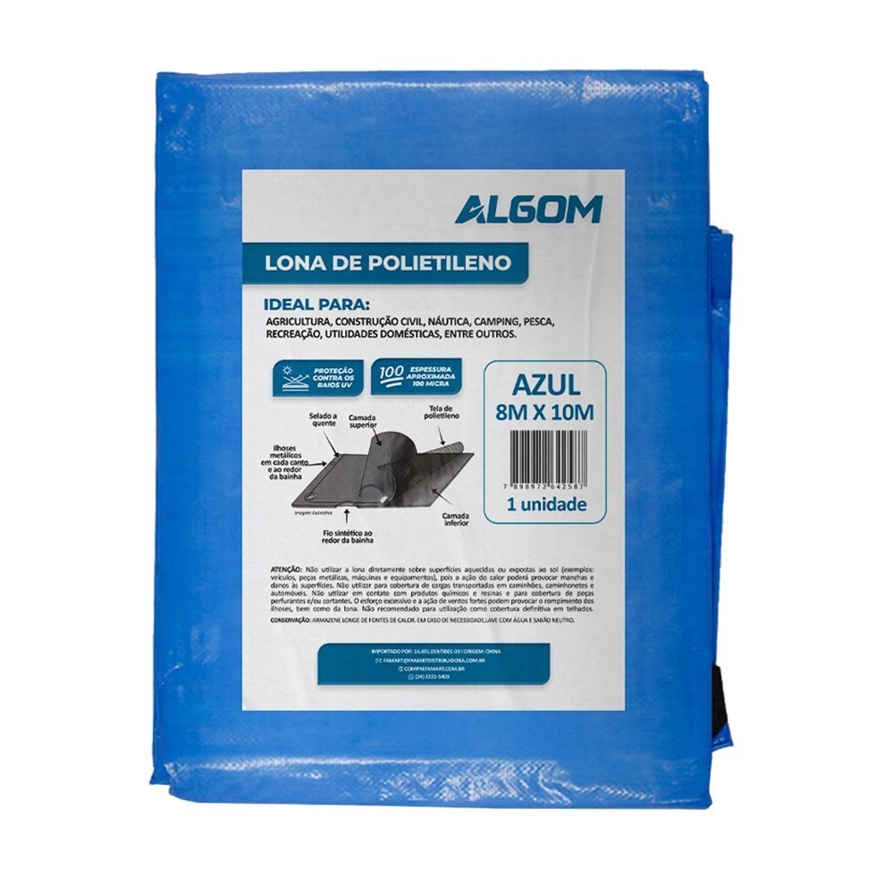 Lona de Plastico Azul 100 micras Algom Tamanhos em Oferta na Shopee