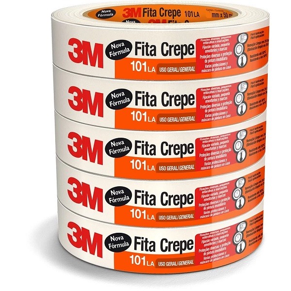 Kit 5 Fita Crepe 18MM X 50M 3M 101LA - Stationery