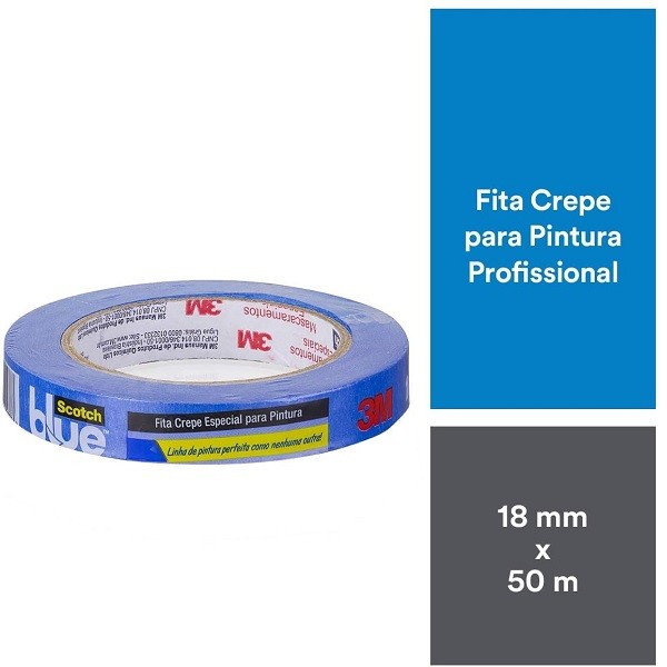 Fita Crepe Blue Tape Profissional 3M 18MM X 50M em Oferta na Shopee
