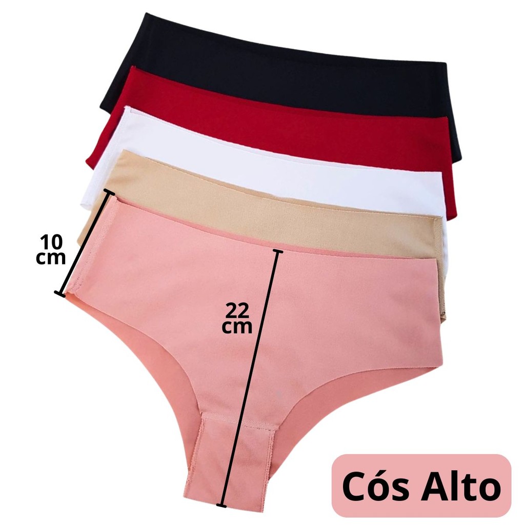 Kit 5 Calcinhas Cintura Alta Sem Costura Corte A Laser Não Marca - Cos Roma em Oferta na Shopee