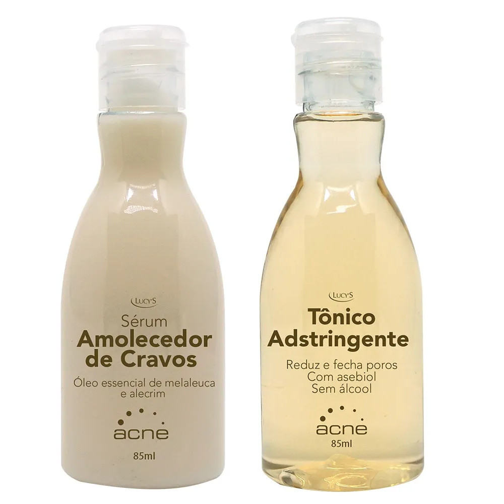 Kit Sérum Amolecedor de Cravos 85ml e Tônico Adstringente Reduz os Poros Após a Remoção dos Cravos 85ml - Lucys