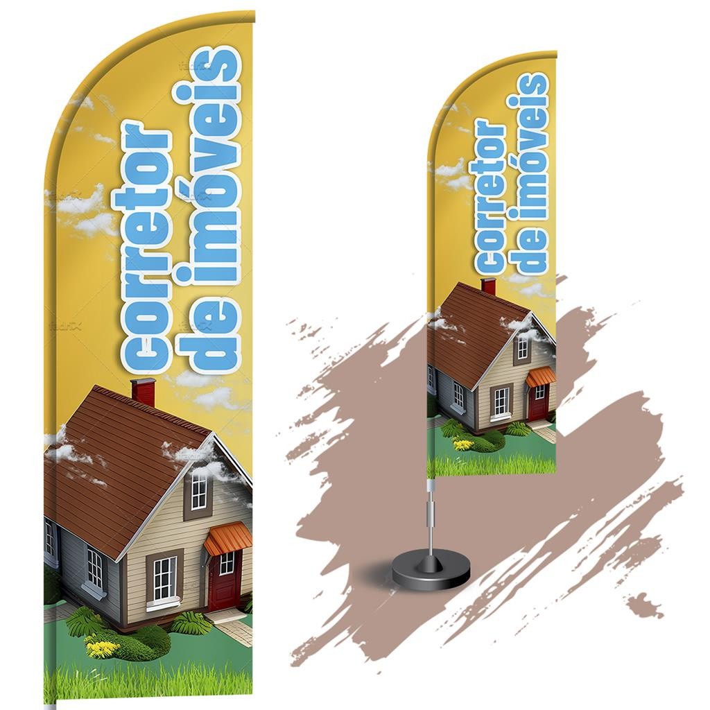 Wind Banner Dupla Face 3mt Completo Corretor de Imoveis