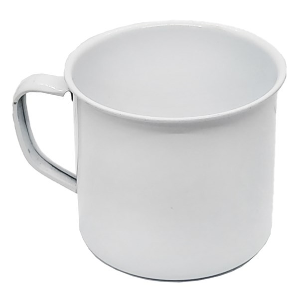 MINI CANECA DE ÁGATA ESMALTADA BRANCA PARA PRETO VELHO 4CM