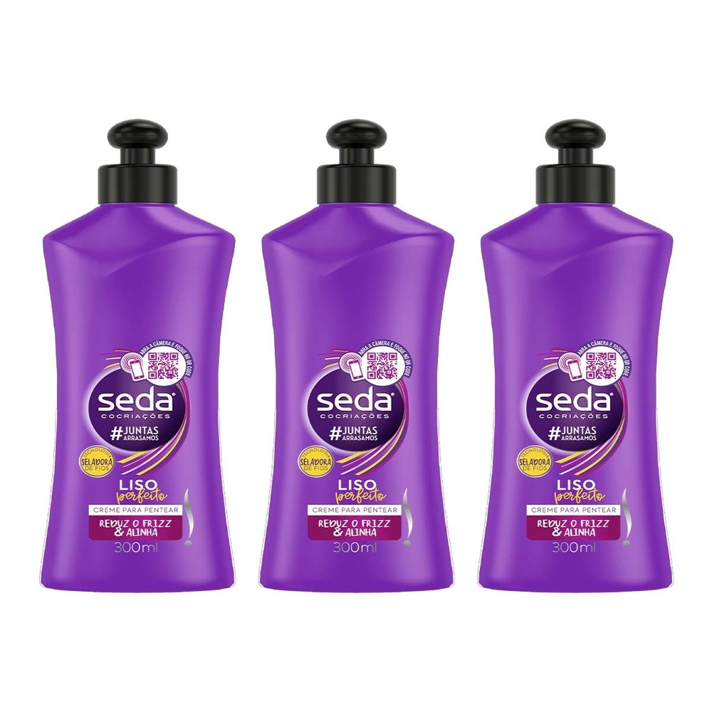Kit 3 Und Creme Pentear Seda Liso Perfeito 300ml - Beauty