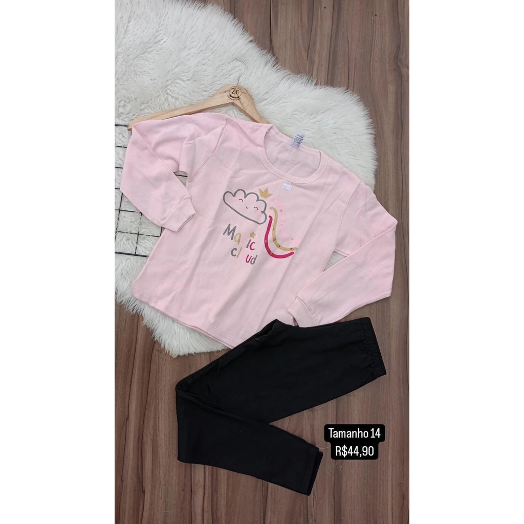 Conjunto juvenil Feminino menina inverno blusa moletinho + legging  tamanho 10