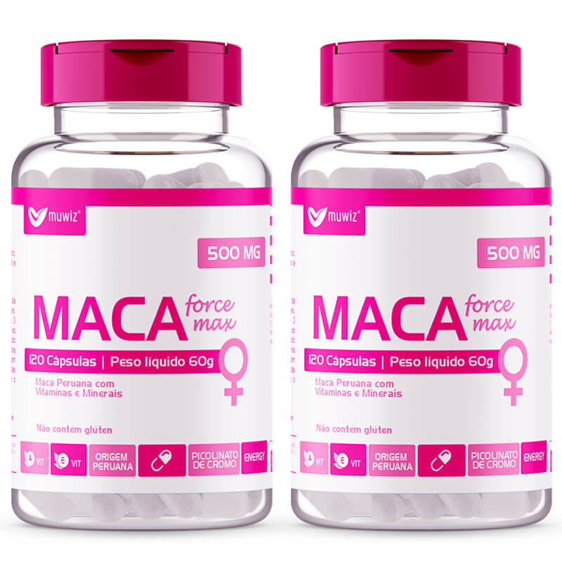 KIT 2 MACA FOR WOMAN + VIT C SELÊNIO ZINCO 120 Cáps FORCE MAX MUWIZ