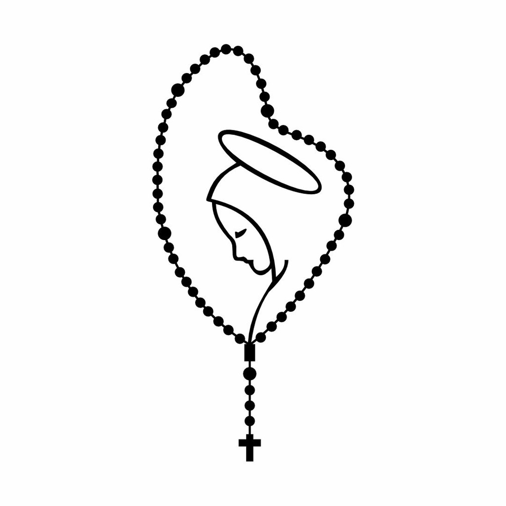 Adesivo Terço Nossa Senhora Branco ou Preto - Adesivo Automotivo