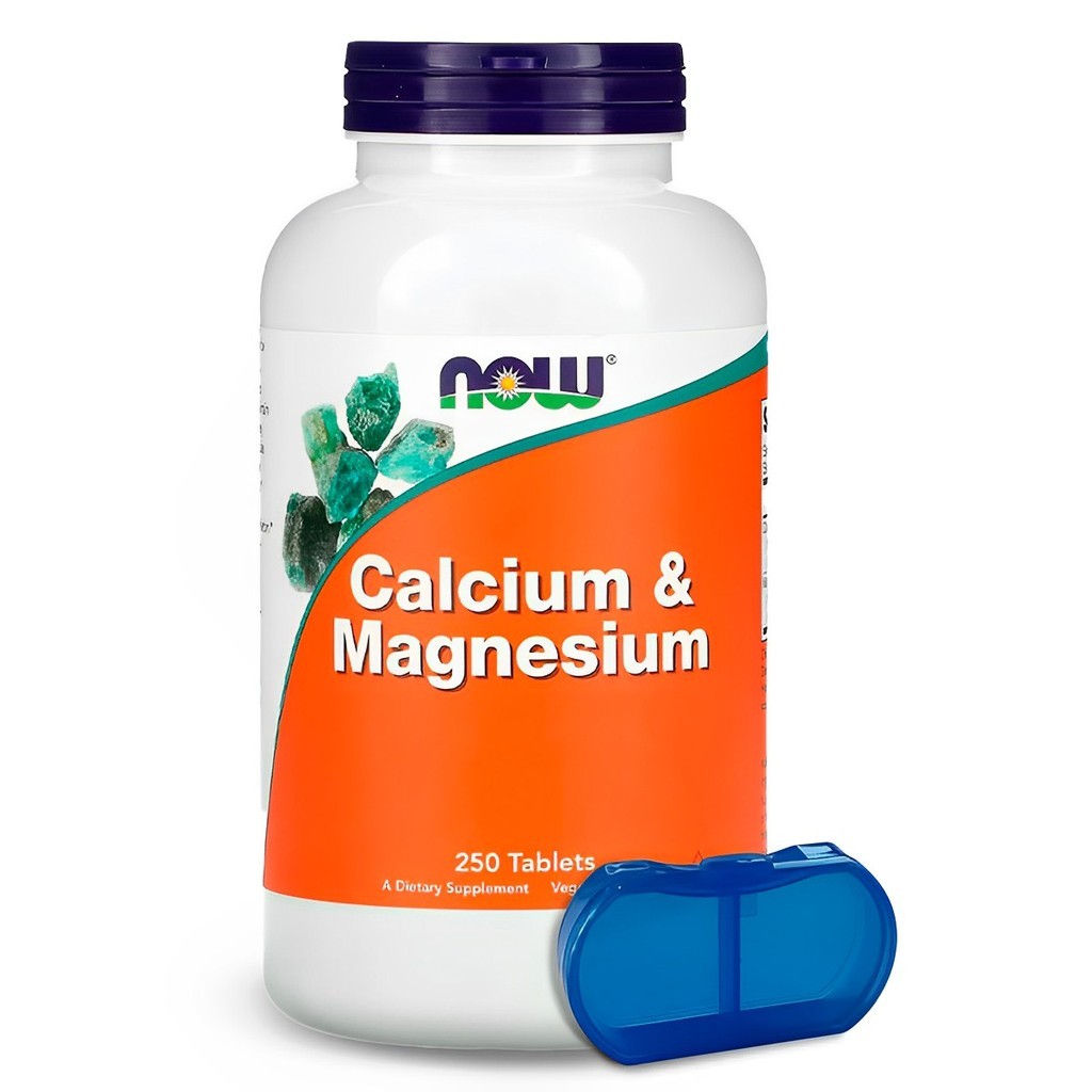 Cálcio e Magnésio 500/250mg Now Foods 250 Tabs Importado + Porta Cápsulas