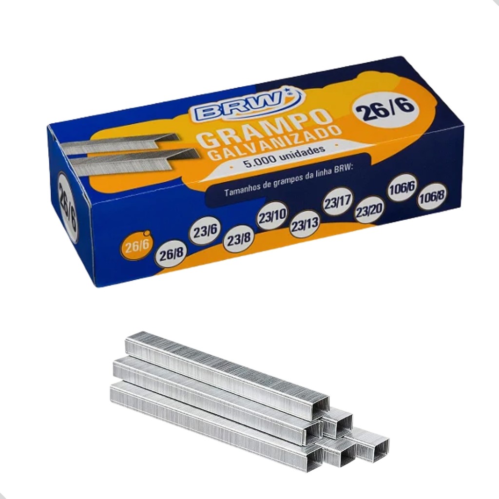 Caixa de Grampo para Grampeador 26/6 com 5000 Unidades p/ Casa Escritório Escola Prende até 20 folha em Oferta na Shopee