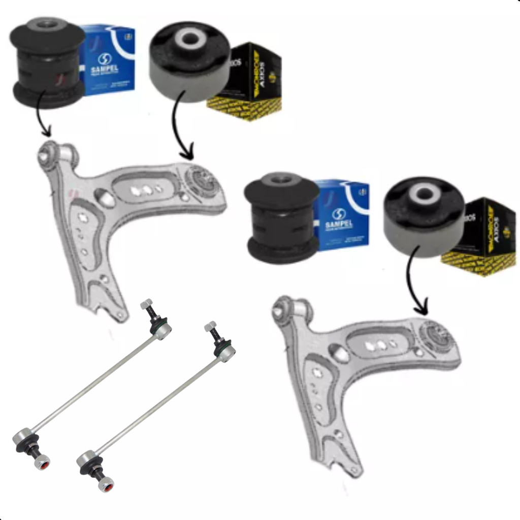 Kit 4 Bucha Bandeja Leque Balanç Jetta Fusca Golf A3 Bieleta