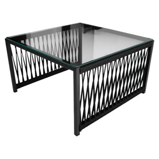 Mesa De Centro Quadrada Com Tampo De Vidro Santiago Preto em Oferta na Shopee