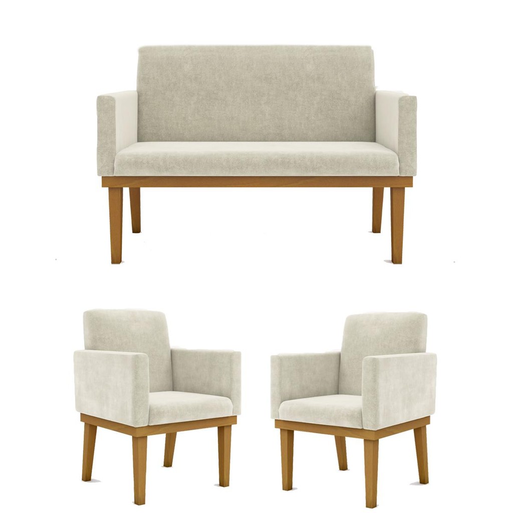 Kit 02 Poltronas Com Base + Namoradeira Com Base - Sala em Oferta na Shopee
