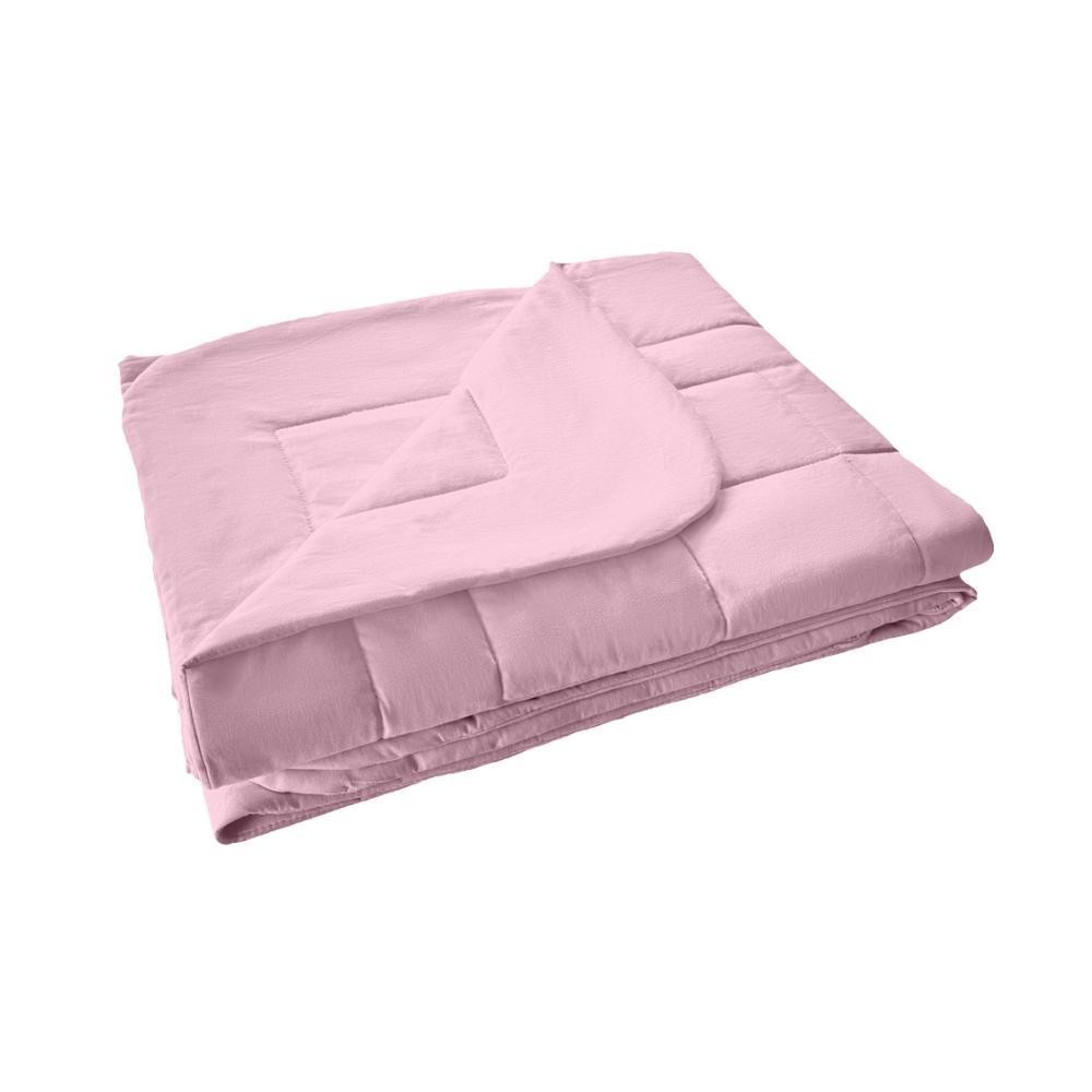Colcha Cobreleito Solteiro King 100% Algodão Malha Rosa Arrumadinho Enxovais