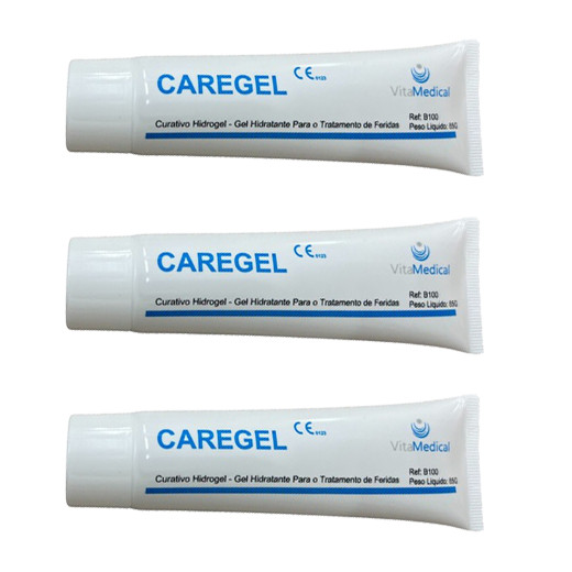 Kit 3x Curativos Hidrogel Pomada Cicatrizante 85g Caregel