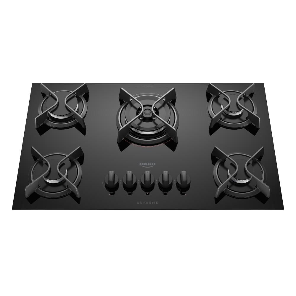 Cooktop Fogão 5 Bocas Gás Dako Supreme Vidro Temperado Preto