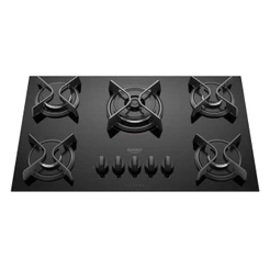 Cooktop Fogão 5 Bocas Gás Dako Supreme Vidro Temperado Preto