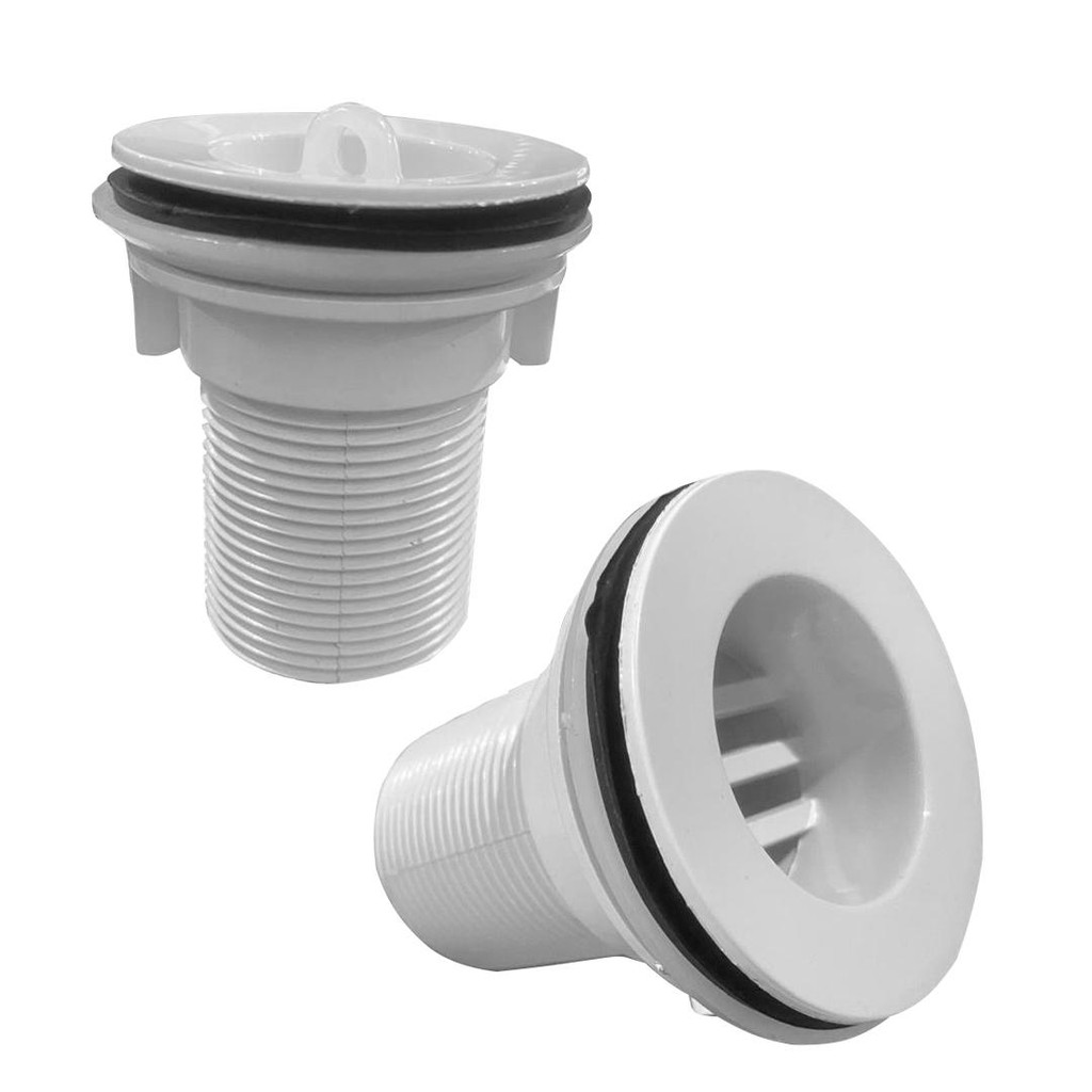 Válvula Para Tanque De PVC Plástico Branca Com Tampão 1 1/4Pol.