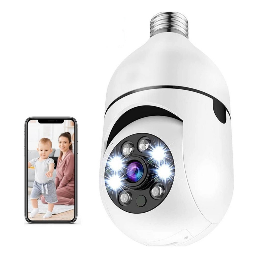 Câmera Encaixe Bocal Lâmpada Hd Segurança Discreta Voz Video