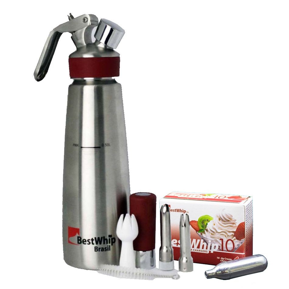 Sifão Espuma 500ml Gourmet Inox e 10 Ampolas Chantilly BestWhip