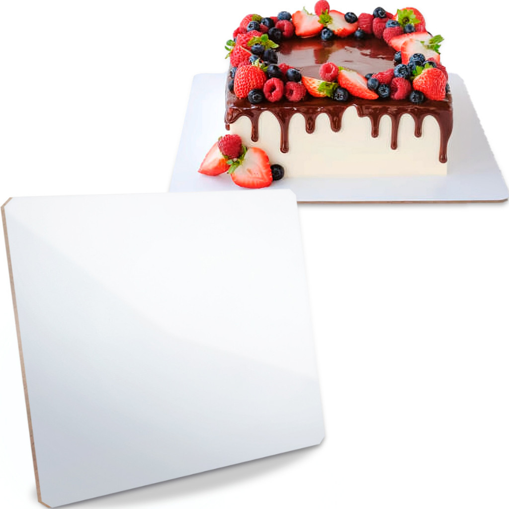 Cake Board 30x30cm MDF 3mm Quadrado 10 Un Base Para Bolo Confeitaria