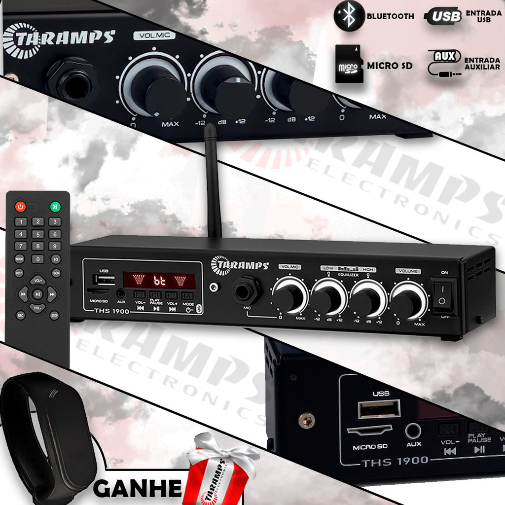 Amplificador Receiver Ths1900 Som P/ Comercios Bar Clinicas Taramps em Oferta na Shopee