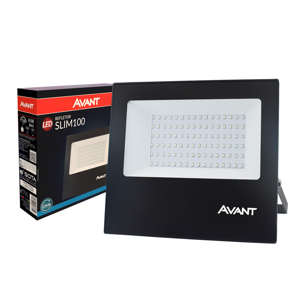 Refletor Led Slim 100w Luz Azul Bivolt Ip65 Avant em Oferta na Shopee