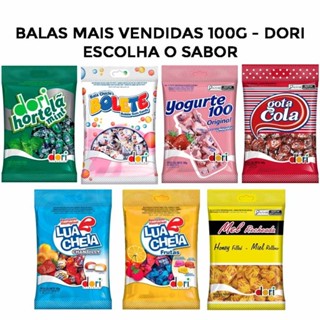 Balas Mais Vendidas: Duras, Mastigaveis e Recheadas ESCOLHA O SABOR 100g - Dori em Oferta na Shopee