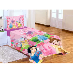 Lençol Cobre Leito Solteiro + Fronha Princesas Rosa