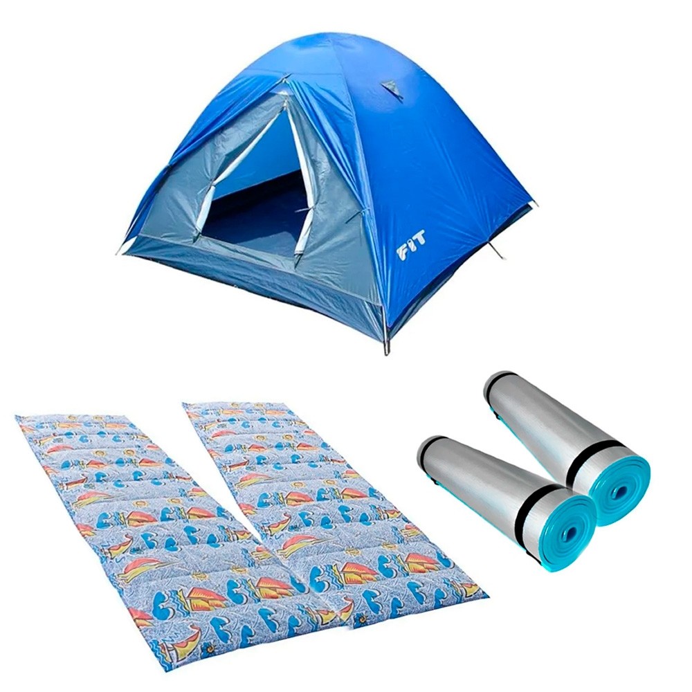 Barraca Fox 2/3 P + Colchonete Solteiro + 2 Isolante Térmico