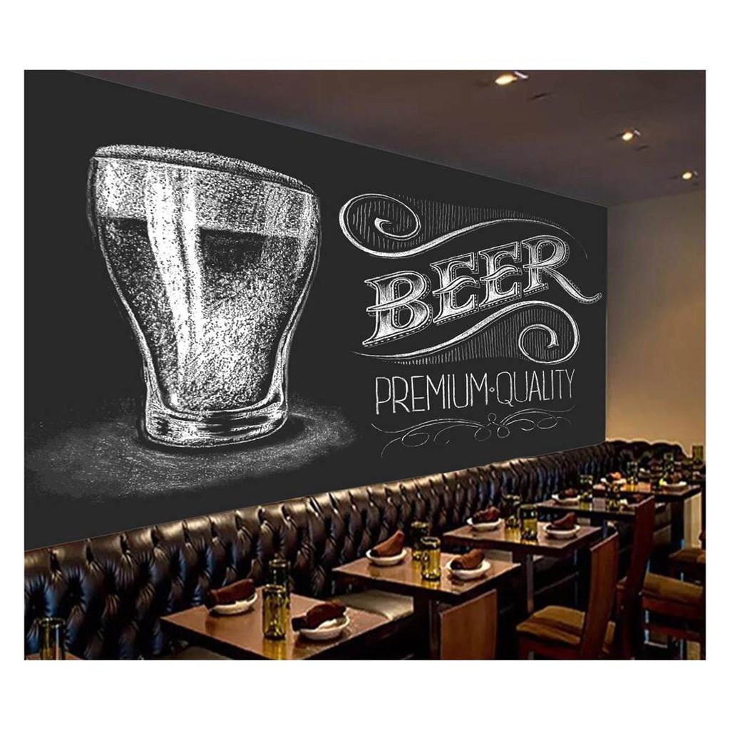 Adesivo de parede desenho de lousa bebida cerveja cervejaria papel de parede m² LCB 019