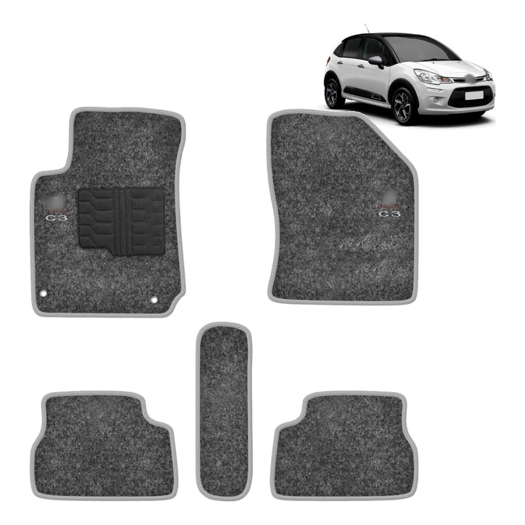 Kit de tapetes 5 peças específico C3 2013 14 15 ... 17 18 2019 Carpete Grafite