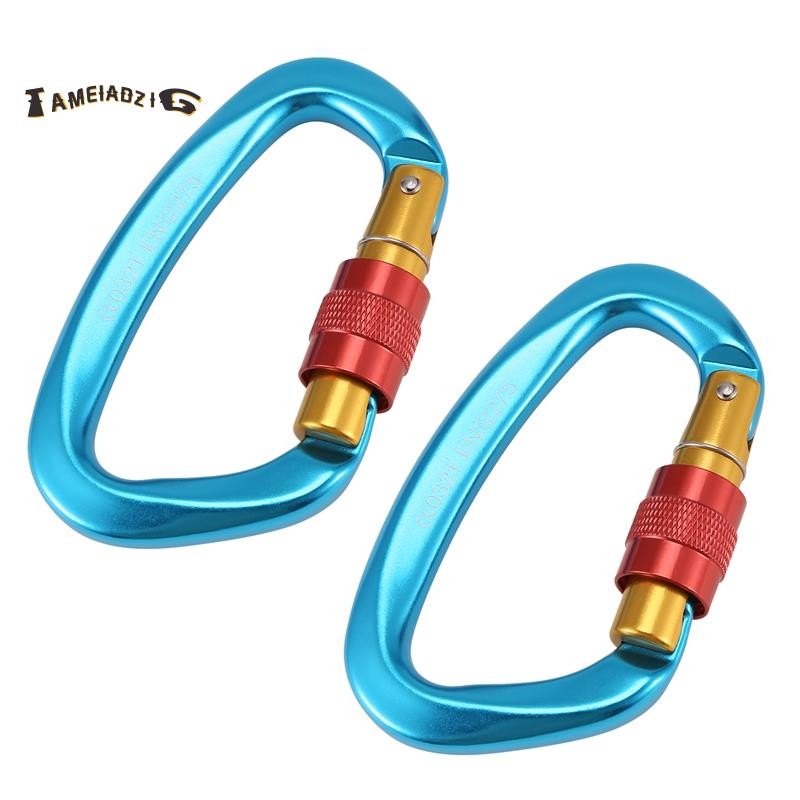 2 Pçs 25KN Mosquetão Clipe D Forma Gancho Liga De Alumínio Equipamento Montanhismo Para Caminhadas , Acampamento , Mochi
