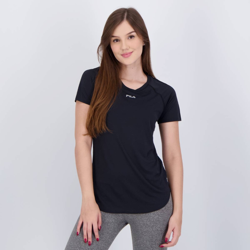 Camiseta Fila Bio Feminina Preta em Oferta na Shopee