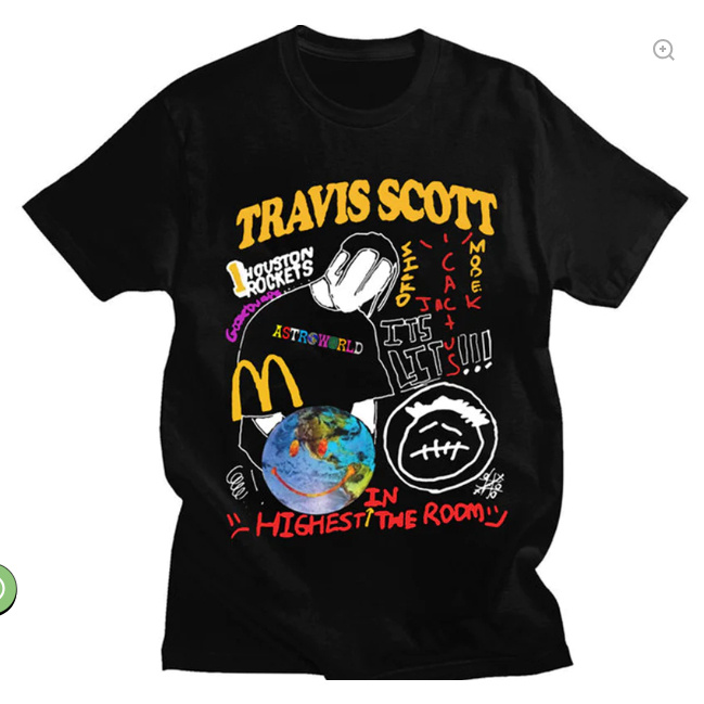 Camiseta Travis Scott Unissex Camisa Astroworld Algodão Hip Hop Rapper Rap