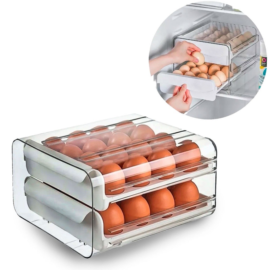 Porta Ovos Diversas Cores Tipo Gaveta Para Geladeiras para Organização de Cozinha.