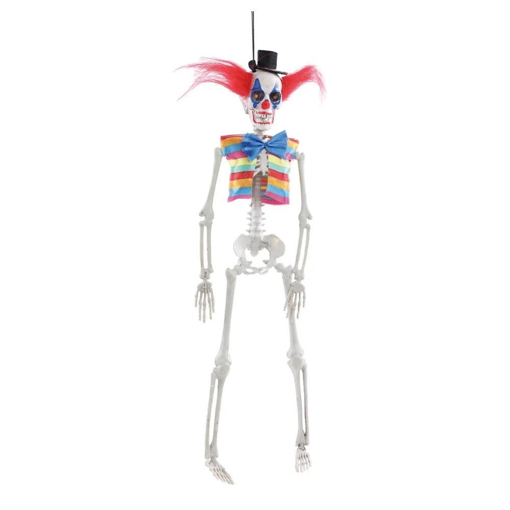 Esqueleto Decorativo Palhaço Luca 40cm p/ Pendurar Halloween