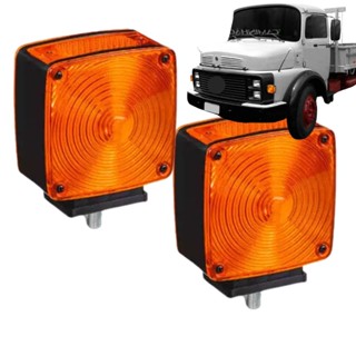 Par Lanterna Pisca / Seta para Mercedes-Benz 1113 / 1513 / 2013 - Cara Preta - Base Reta - Âmbar em Oferta na Shopee