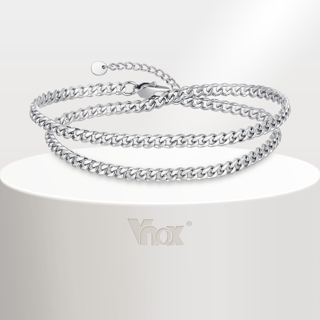 Pulseira Ajustável De 2 Camadas Vnox Para Homens , Minimalista De Aço Inoxidável , Presente De Festa De Joias