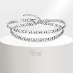 Pulseira Ajustável De 2 Camadas Vnox Para Homens , Minimalista De Aço Inoxidável , Presente De Festa De Joias